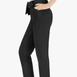 Womans Dress Pant Removable Belt w/ Stitch Detail Slim Leg Black Size 12